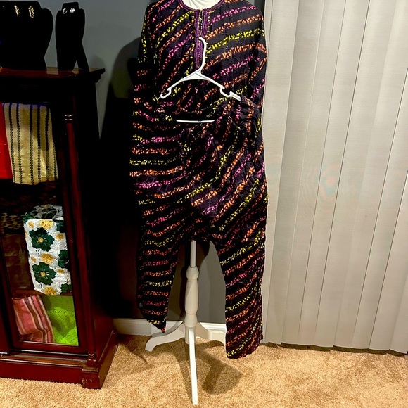 African Men's Clothing Traditional 2 Piece Embroidered Suit Shirt Pants - Picture 4 of 7